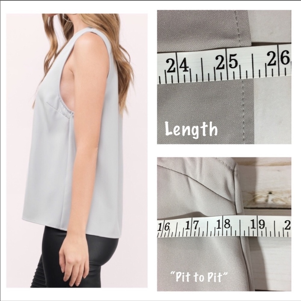 Tobi Debutante Deep V Tank Top in Grey - Picture 3 of 8